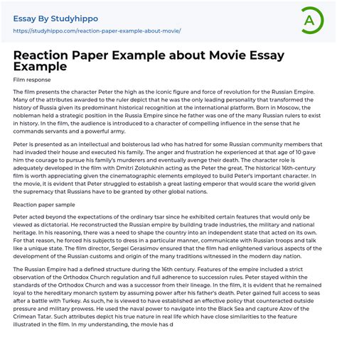 sample reaction paper of a movie